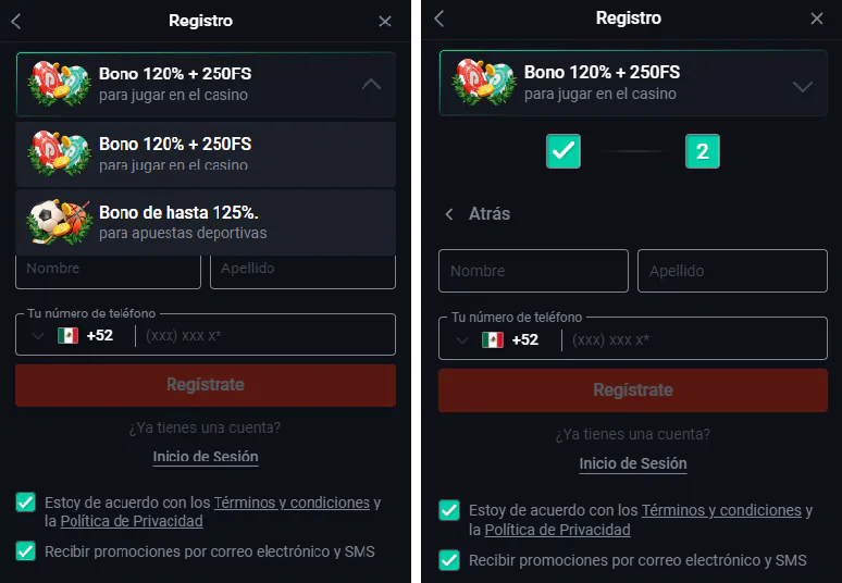 registro en Pin Up casino App